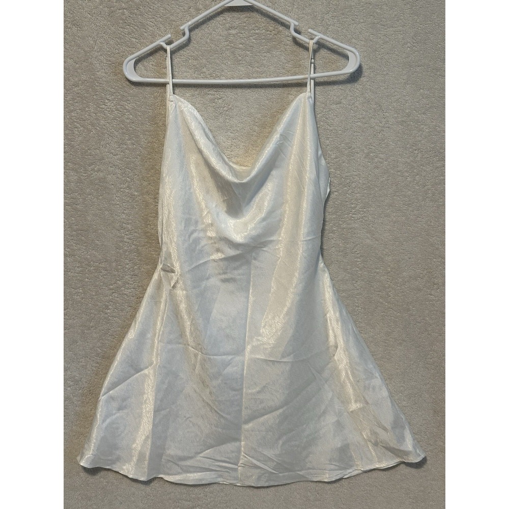 Altar'd State Slip Dress White Large Maxi Spaghetti Strap Tie‎ Back Cowl Neck
